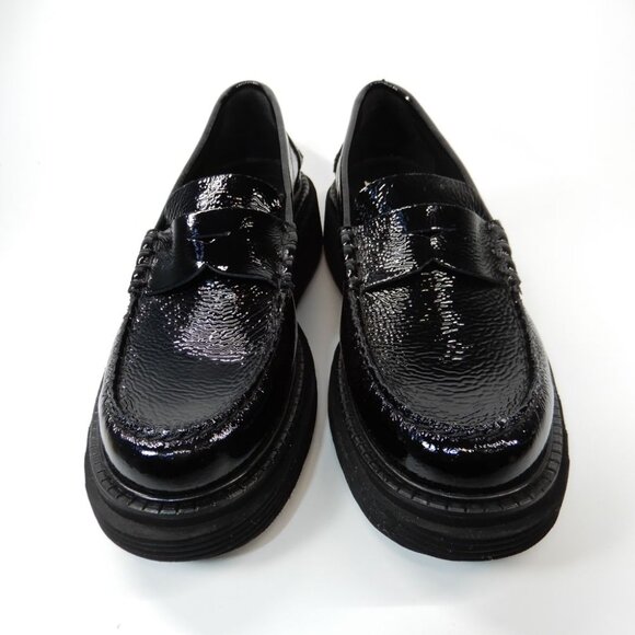 Pedro Garcia Sloan Platform Penny Loafers EU 39 9 Black Patent Leather NEW $660 - Picture 8 of 16